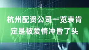 杭州配资公司一览表肯定是被爱情冲昏了头